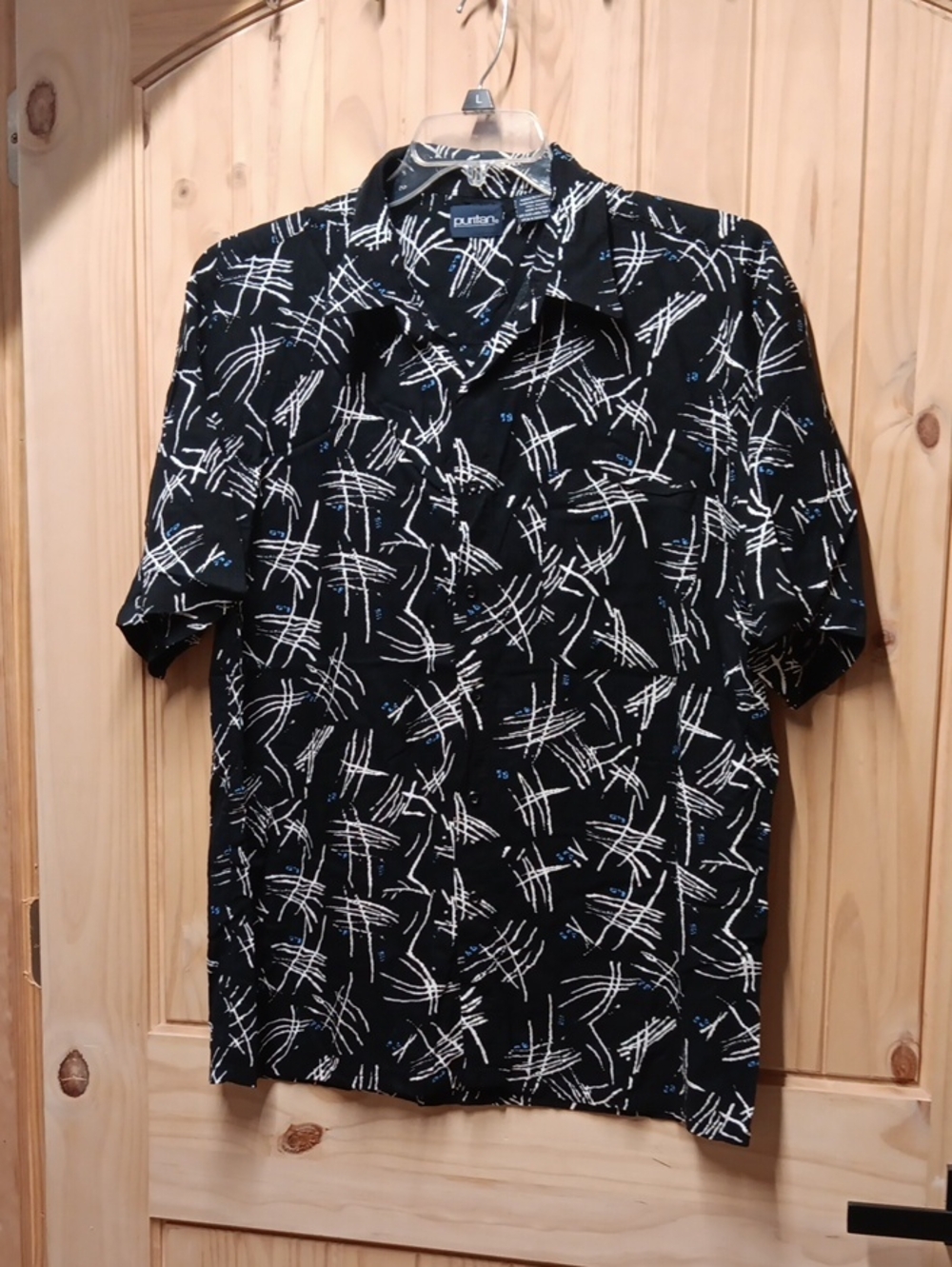 Puritan Men's Short-Sleeve Printed Button-Up Shirt EUC